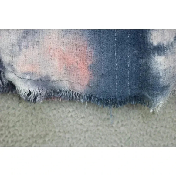 Umgee USA Tie Dyed Dress-Metallic Stripes-Frayed Hemline-Size Medium - Picture 5 of 8